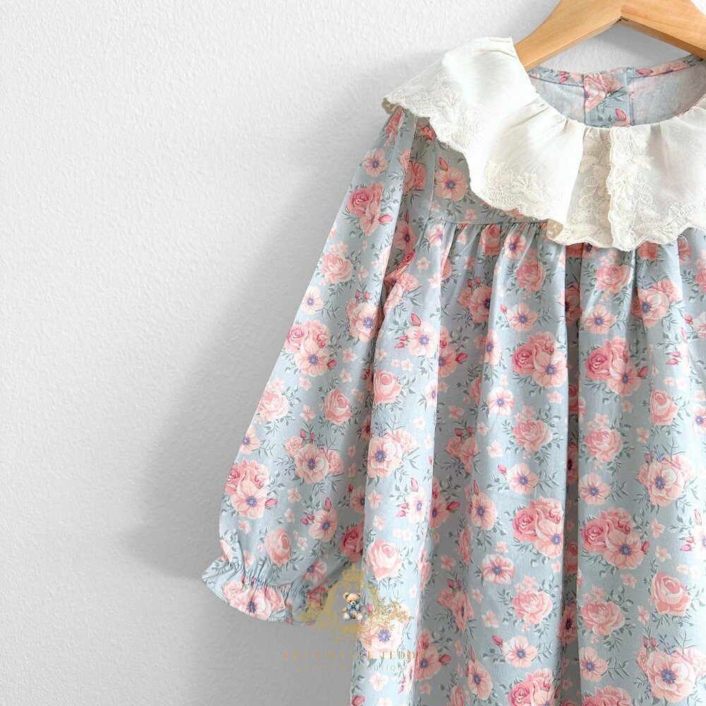 NWT Pretty Girls Eyelet Embroidered Lace Bib Collar Long Sleeve Dress Boho 6Y - Picture 4 of 5